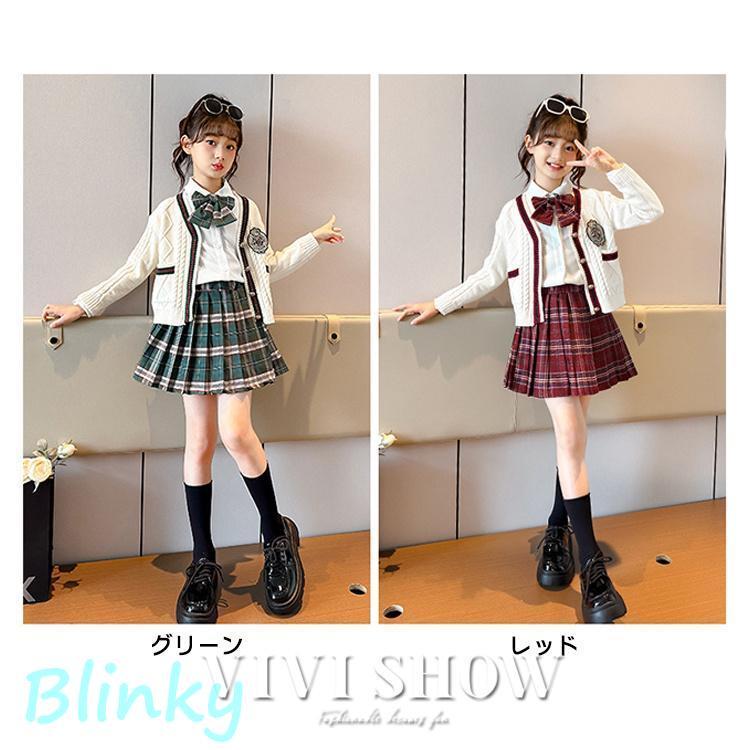 入学式 スーツ 女の子 キッズ フォーマル チェック柄 カーディガン セットアップ おしゃれ トップス スカート 卒園式 子供 上下セット 幼稚園 小学生の画像