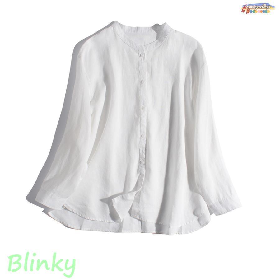 シャツ 長袖 ブラウス リネン 立ち襟 レディース シャツブラウス 前開き 長袖シャツ ボタン留め ポケット有り 体型カバー トップス ゆったり シャツ 長袖 リネン ブラウス 立ち襟 レディース シャツブラウス 前