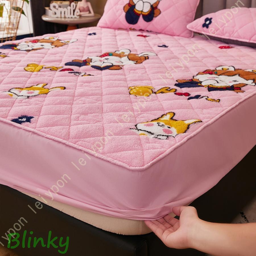冬用 マットレスカバー シングル 花柄 キルティング加工 敷きパッド 