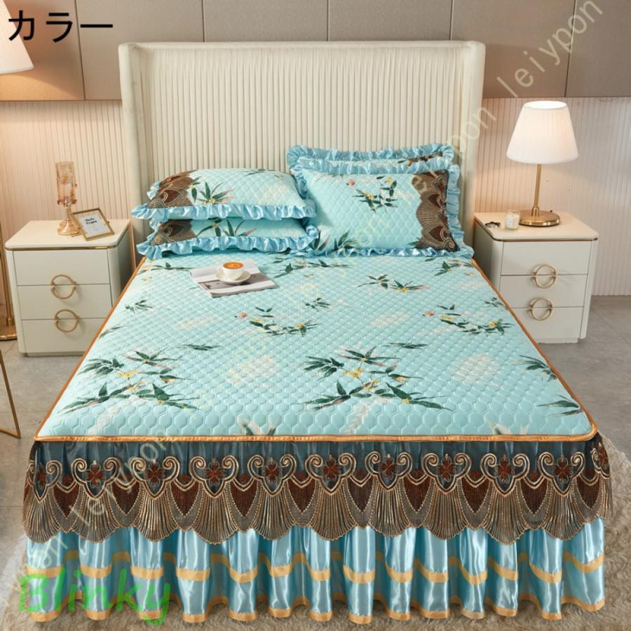 ベッドスカート ベッドカバー おしゃれ 上品 無地 ベッドシーツ 四季兼用 ゴム付き 簡単フィット 雰囲気アップ 肌に優しい 通気性 長持ち 敷きパッド シングル_14