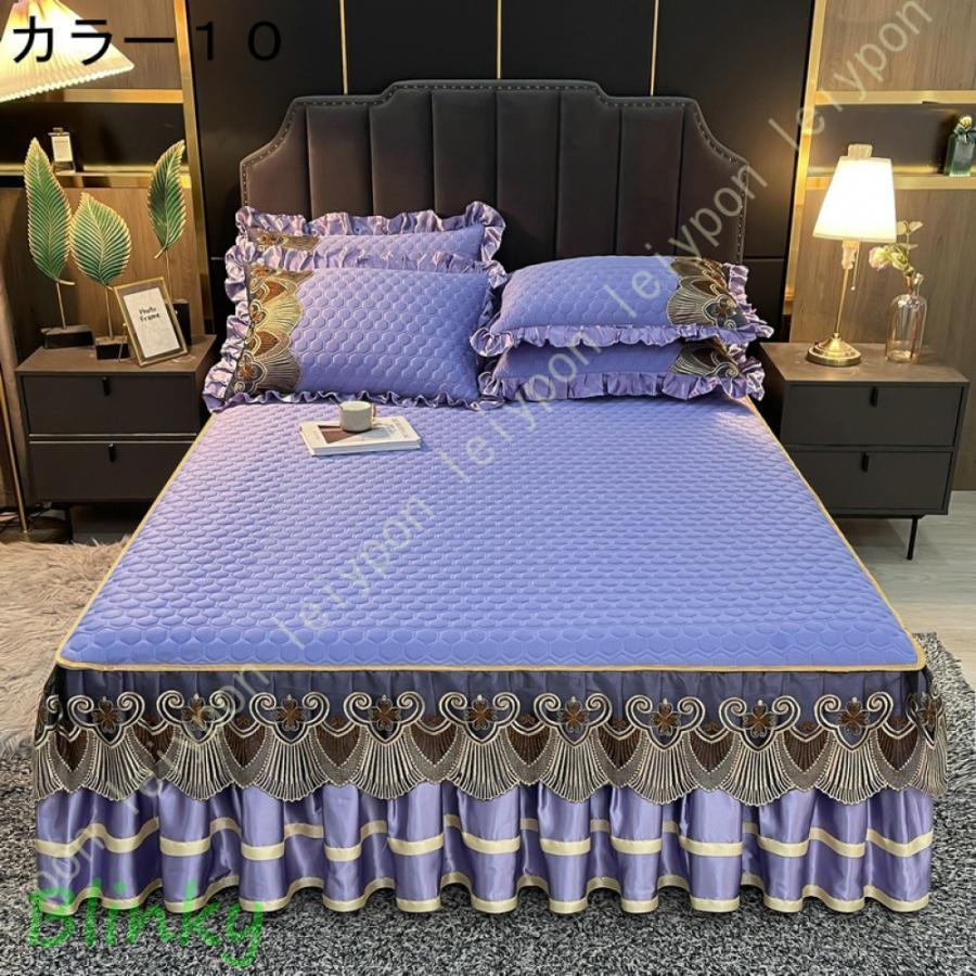 ベッドスカート ベッドカバー おしゃれ 上品 無地 ベッドシーツ 四季兼用 ゴム付き 簡単フィット 雰囲気アップ 肌に優しい 通気性 長持ち 敷きパッド シングル_20