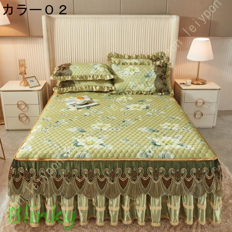 ベッドスカート ベッドカバー おしゃれ 上品 無地 ベッドシーツ 四季兼用 ゴム付き 簡単フィット 雰囲気アップ 肌に優しい 通気性 長持ち 敷きパッド シングル_2
