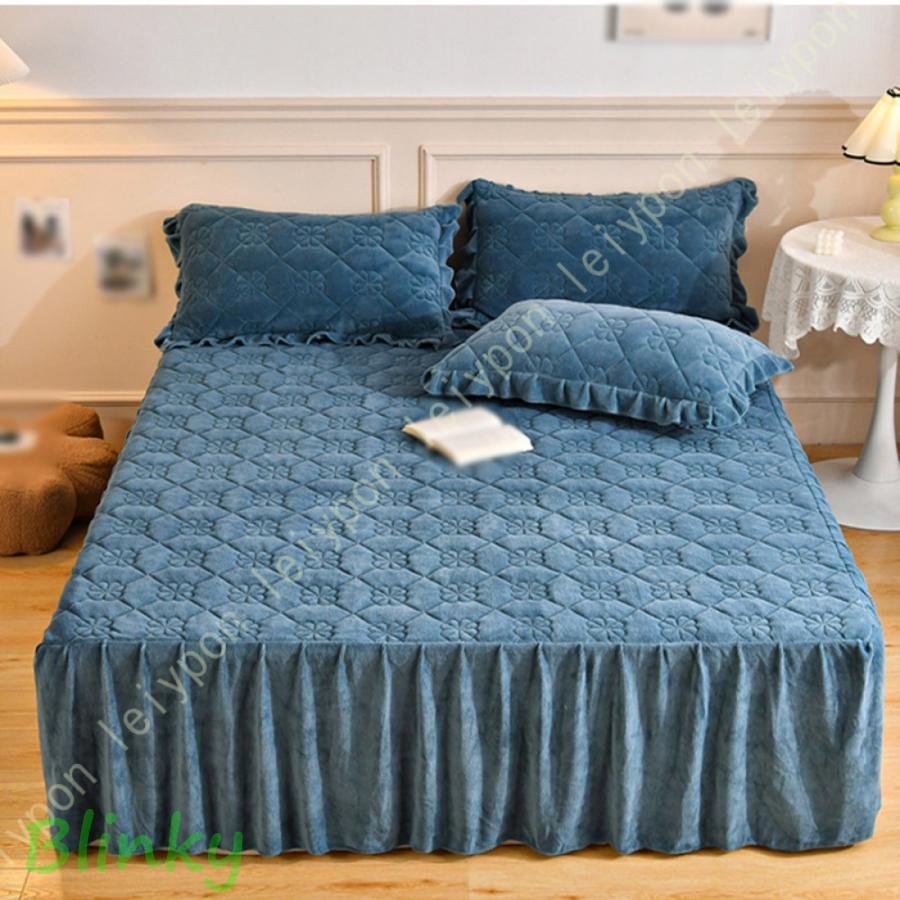 ベッドスカート ダブル ベッドパッド シングル フリル レース付 高級