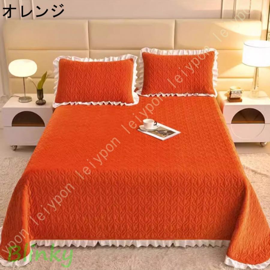 キルトベッドカバー寝具3点セットフランネル生地 暖かい 保温 軽い ベッドカバー ベッドスプレッド シングル 3点セット キルトカバー