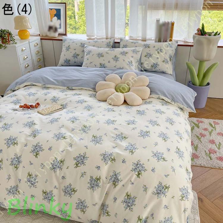 姫系 花柄 ベッドシーツセット シングル 新品未使用 シングル 花柄 新生活 超可愛い 韓国風 姫系 オシャレ 4点セット 四季