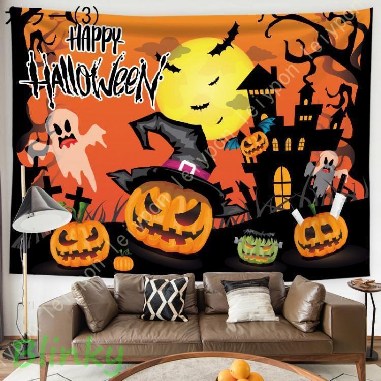 タペストリー ハロウィン イベント パーティー 黒猫 かぼちゃ 装飾 月