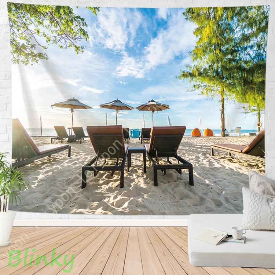タペストリー 夏のビーチ ブルー 海 ココナツの木 南国 トロピカル