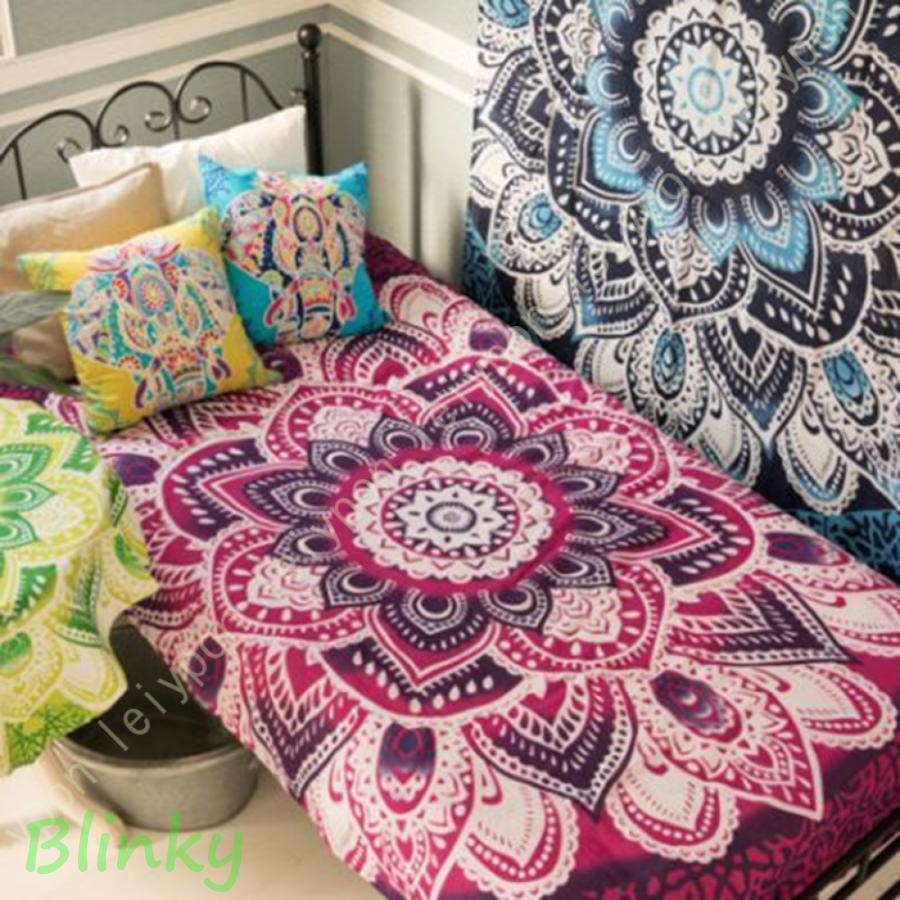 マルチカバー 長方形 150×225cm マンダラ インド綿 ベッドカバー 布