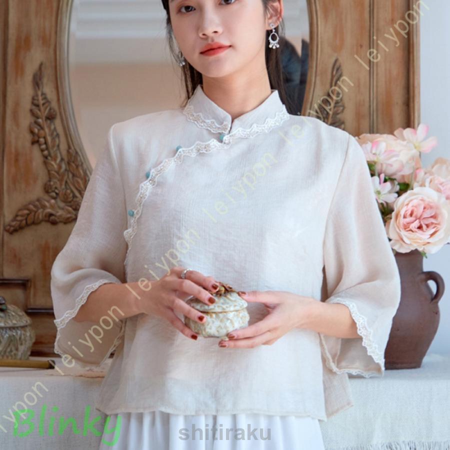 tricot レースチャイナシャツ HARE ブラウス シャツ チャイナレースシャツ(HARE) レディース