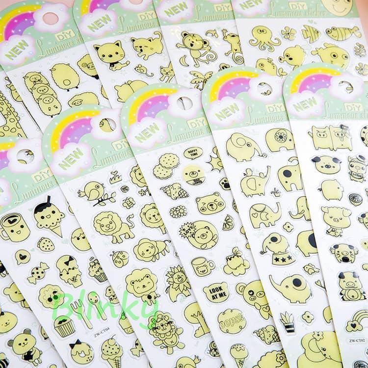 キャラクターシール 12シートセット シールセット 12枚入り キャラクター シール帳 蓄光シート 蓄光シール