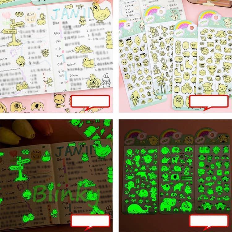 シールセット 12枚入り キャラクター シール帳 蓄光シート 蓄光シール