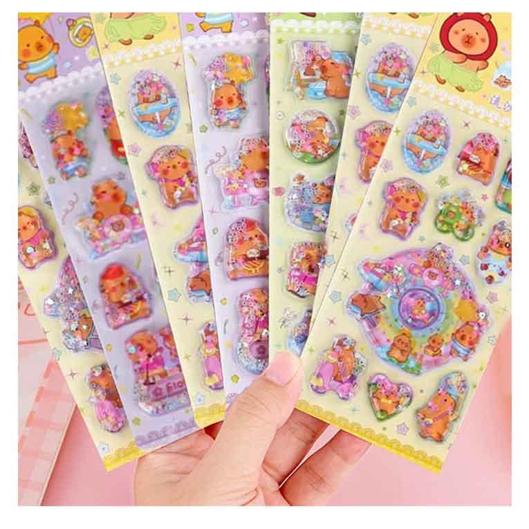 カピバラ 立体 ぷっくり 24枚セット ぷくぷくシール ご褒美シール
