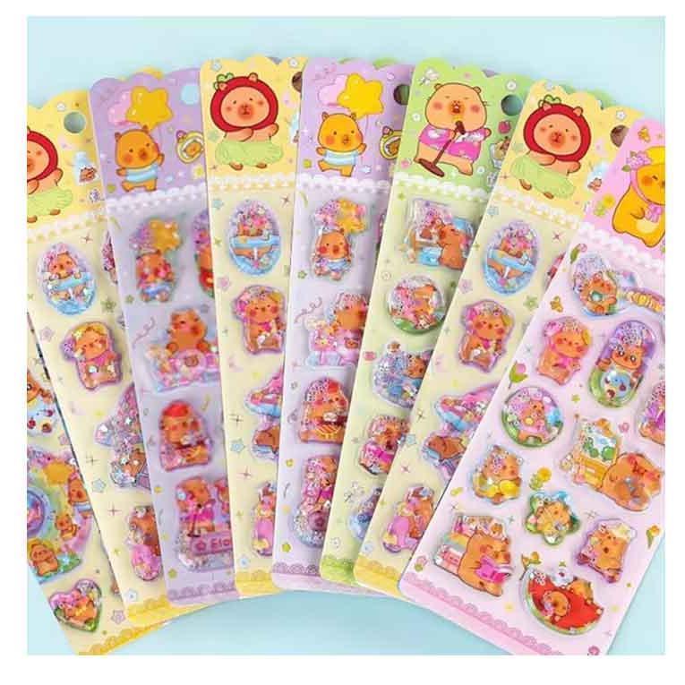 カピバラ 立体 ぷっくり 24枚セット ぷくぷくシール ご褒美シール