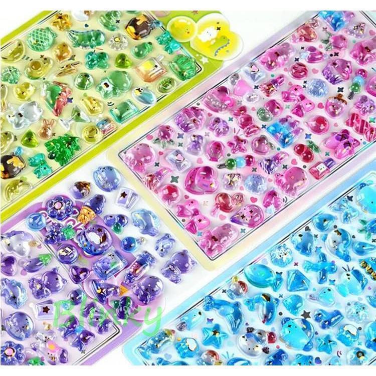 泡ステッカー ぷくぷくシール フルーツ ゆるかわ きらきら