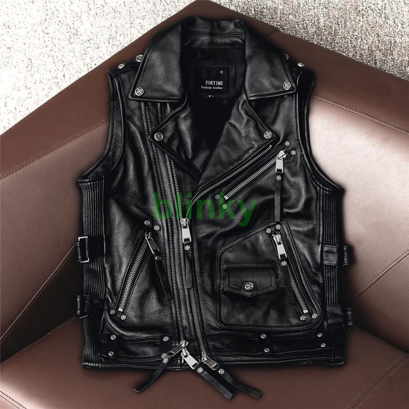 バイクベスト メンズ ライダースベスト ベスト 本革 ジレ チョッキ
