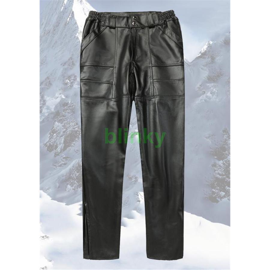 レザーパンツ メンズ パンツ バイクパンツ 本革 ズボン 裹起毛 ボア