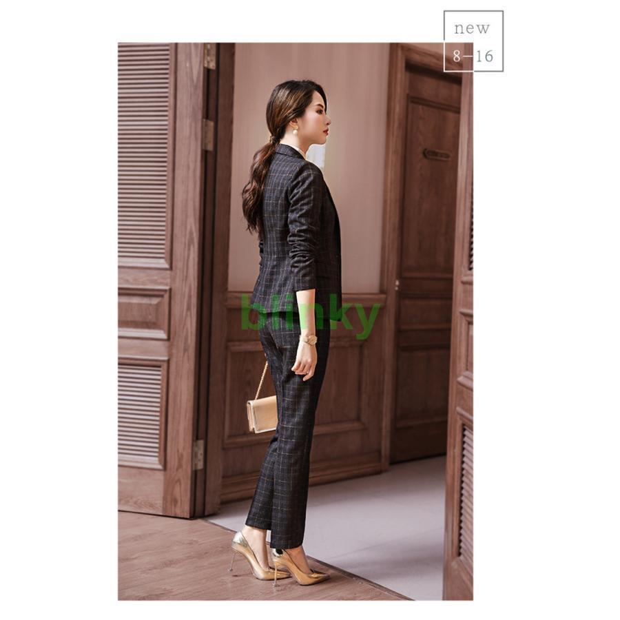 スーツセット レディース パンツセット チェック柄 セレモニー 事務服