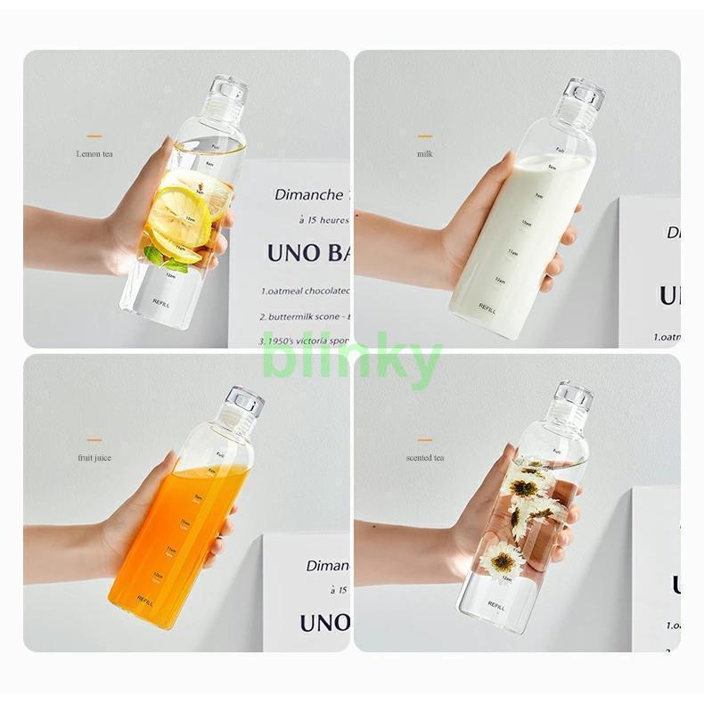 ウォーターボトル 500ml ボトル ガラス 耐熱ボトル クリアボトル 水筒