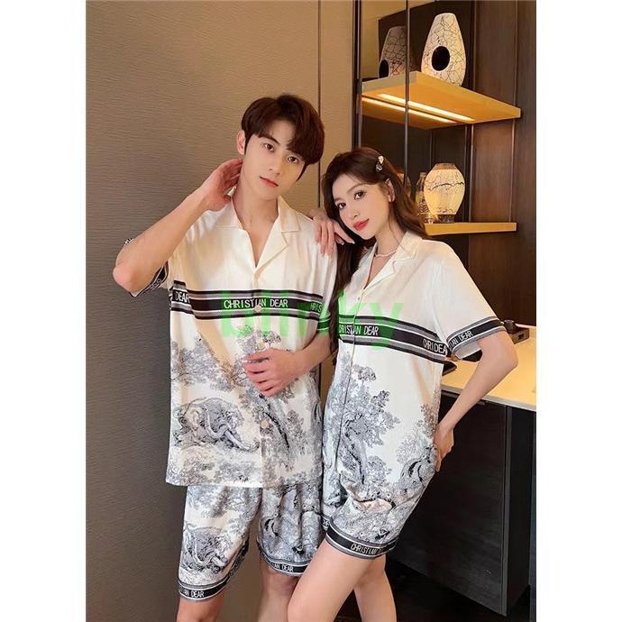 ペア パジャマ 半袖 夏 シルク レディース 高級 サテン メンズ 結婚 