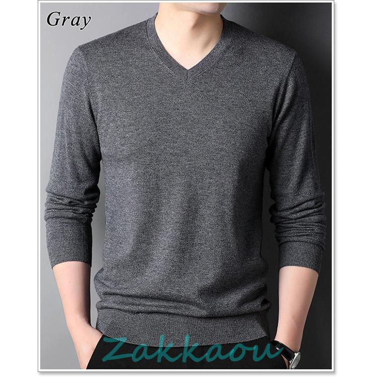 2024新品発売」 セーター メンズ Vネック ウール100%ニット ブランド