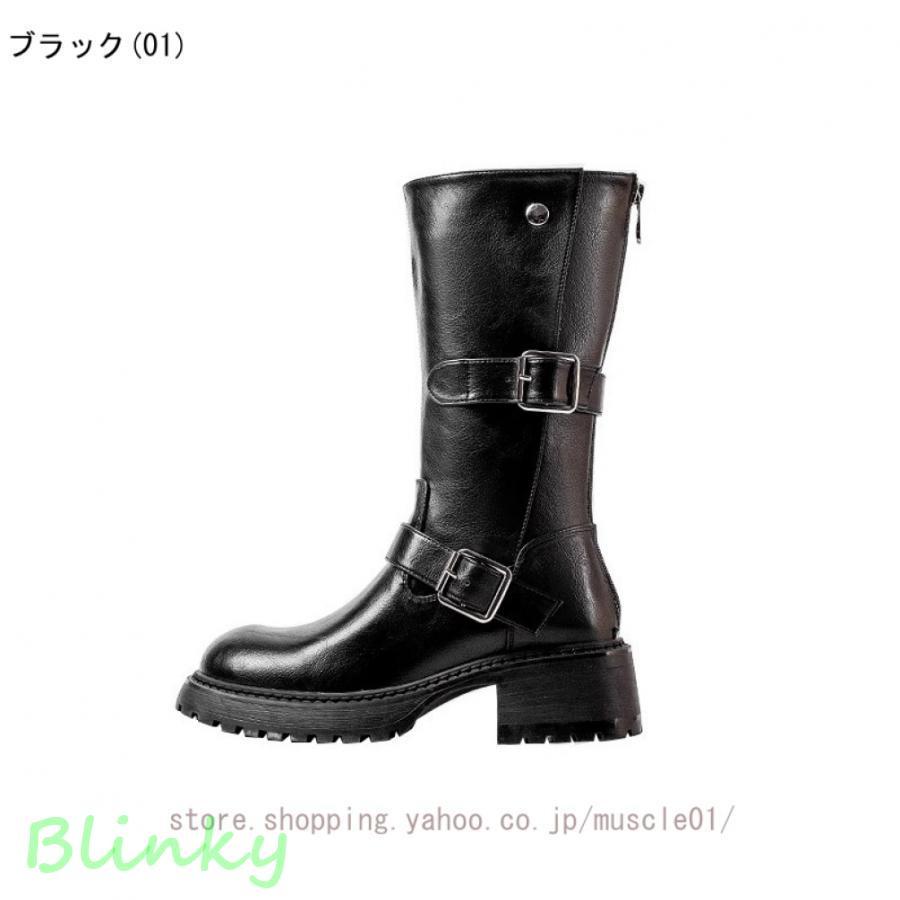 ミドルブーツ チャンキーヒール ショートブーツ エンジニアブーツ