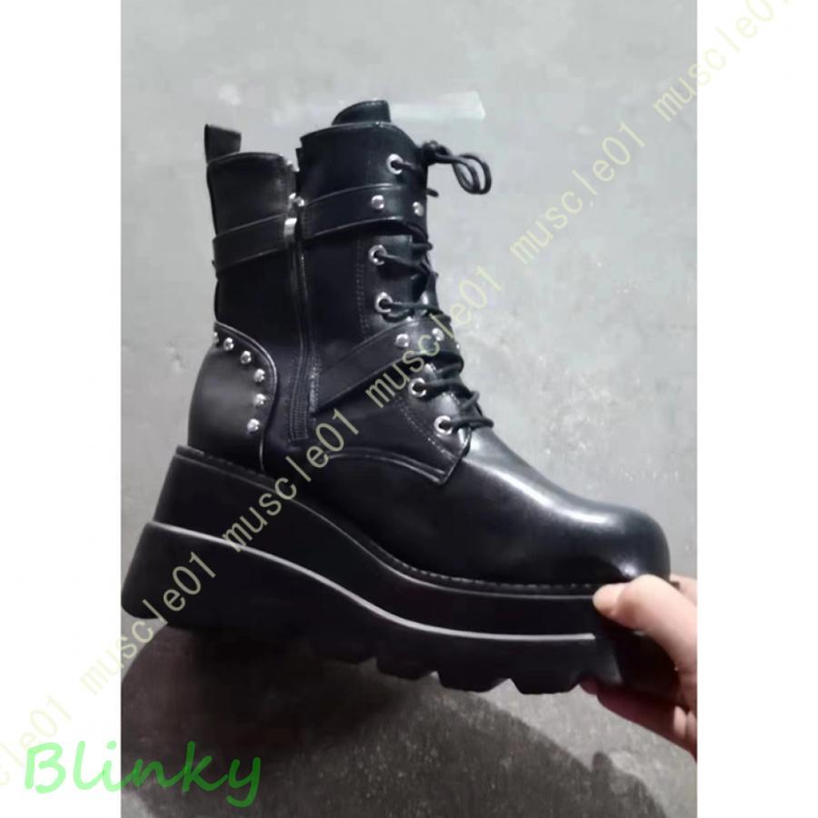 厚底ブーツ ショートブーツ レディース靴 ? バックル スパイク