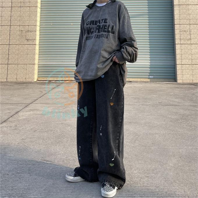 ワイドパンツ メンズ 極太 デニム ジーンズ ストリート ダボパン B系