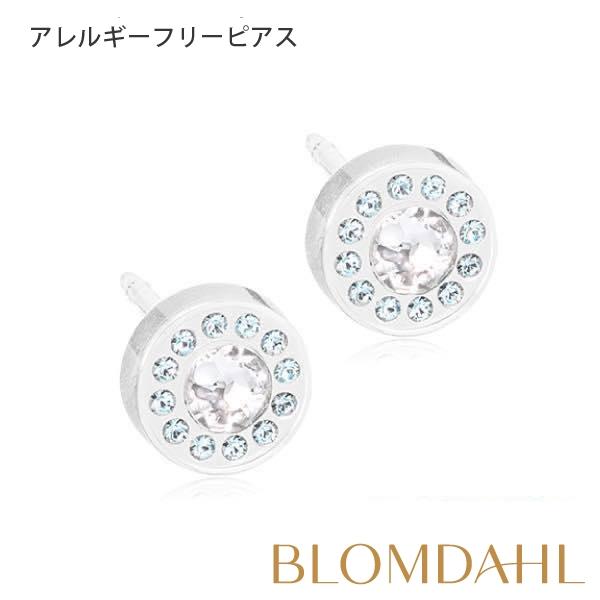 ピアス アレルギー対応 プラスチック 6mm ブリリアンスハロー アクアマリン/クリスタル レディース 15-0163-55 | 