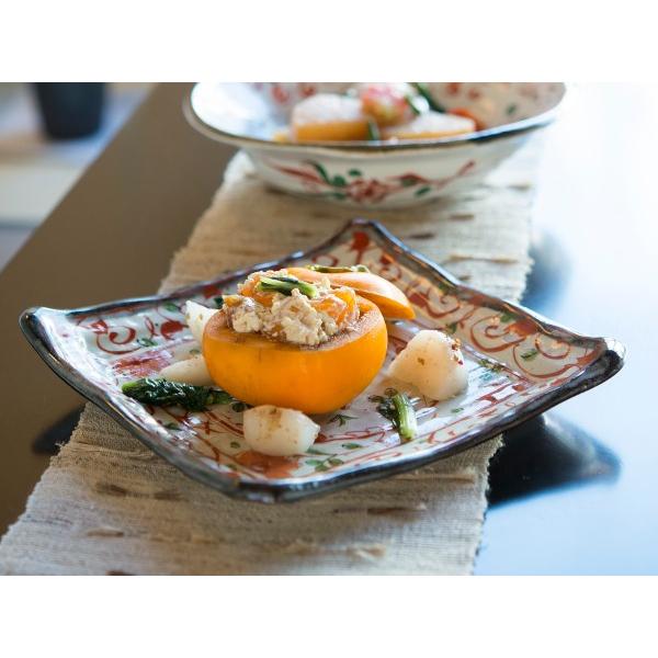 美濃焼和食器ギフト　花赤絵 正角皿 | BLOOM（アクセサリー）