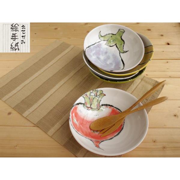 美濃焼和食器 やさい柄の絵手紙煮物鉢５柄セット　かぶ かぼちゃ だいこん パプリカ なす | BLOOM（アクセサリー）