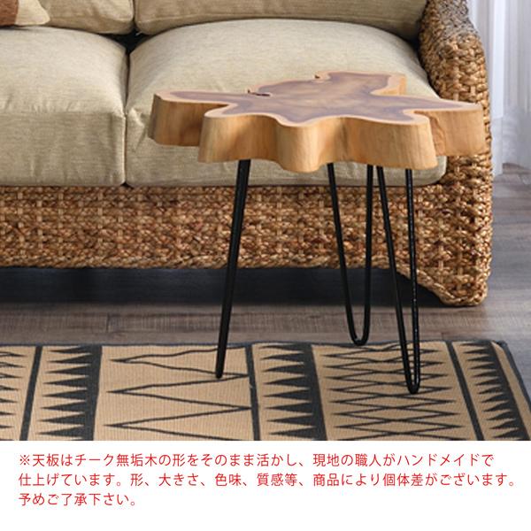 サイドテーブル 木製テーブル 花台 チーク無垢材 アイアン ソファ
