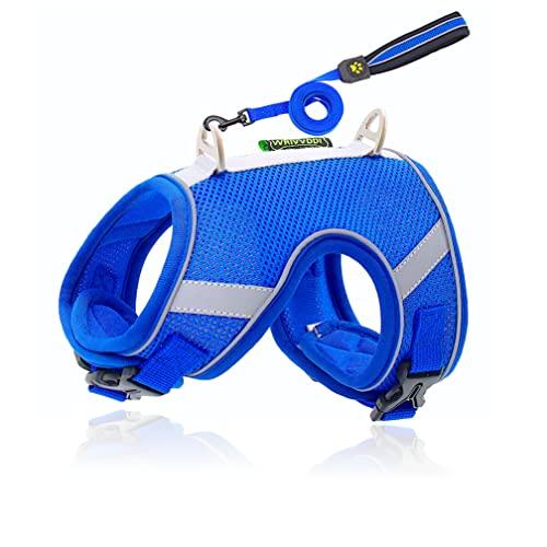 ozisamaJN 犬用ハーネス ハーネスリード 負担軽減 反射材料 小型犬 中型犬 通気性 調節可能 脱げにくい メッシュ 軽量 カラー豊富 脱着簡