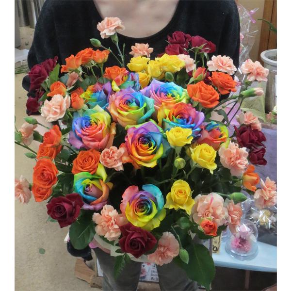 7色のバラ バラのアレンジメント レインボーローズ10本 Spバラ Spカーネーション レインボーローズの花言葉 無限の可能性 奇跡 7a10 01 フラワーギフト ブルーマート 通販 Yahoo ショッピング