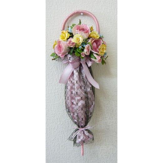 アートフラワー〔造花〕ブーケ/ピンク&水色　アートパラソルブーケ