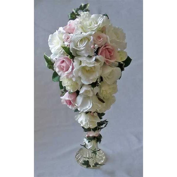 アートフラワー〔造花〕ブーケ/淡ピンクバラスペシャルキャスケード