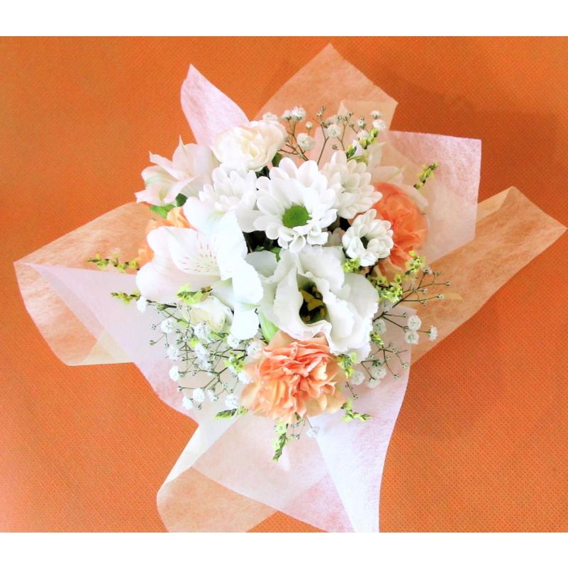 花束そのまま飾れるブーケ 白＆イエロー【お供え】 仏花 : フラワー