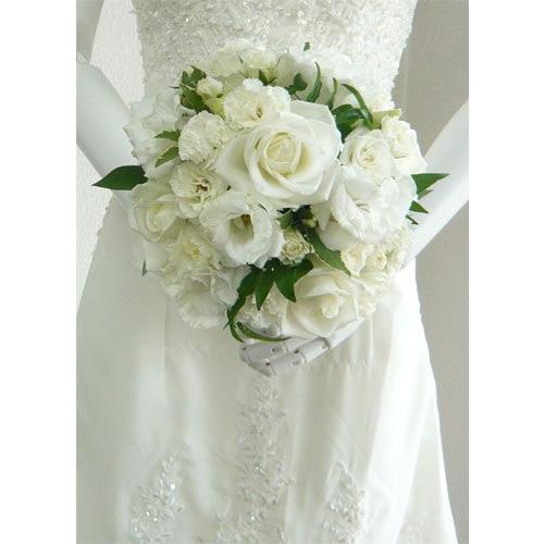ウェディング　ブライダル　ブーケ　前撮り　白　ホワイト ブライダルブーケ ウエディングブーケ/生花 ブーケ ラウンドブーケ