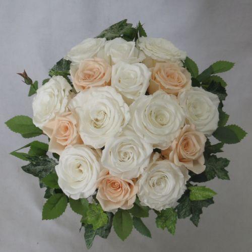 プリザーブドフラワーブーケ/グリーンブーケ　ホワイト＆ピーチ