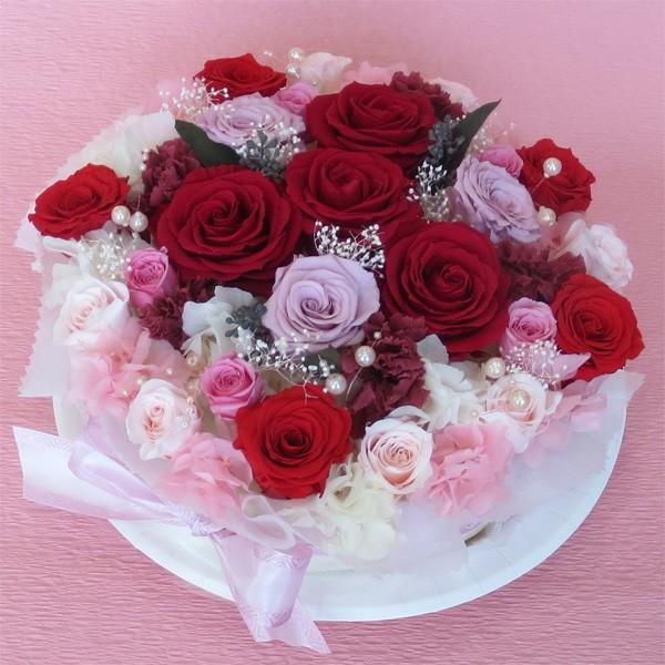 プリザーブドフラワー/豪華なお花のフラワーケーキ・スペシャル ピンク＆レッド