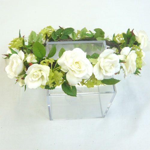 造花ブーケ/ヘッド花　花冠　白