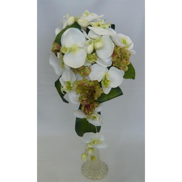 逆輸入 ブライダル造花ブーケ アートフラワー 造花 ブーケ 胡蝶蘭キャスケードブーケ 白無垢にも ウエディング用 和装 生花 Scholarsqatar Com