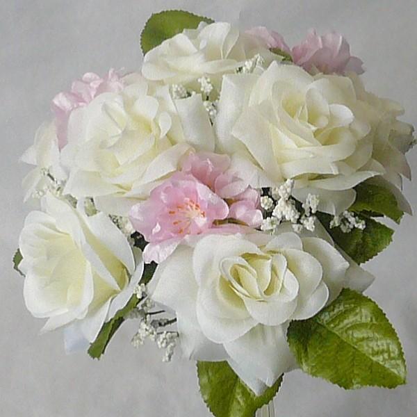 ウエディングブーケ ブライダルブーケ 造花ブーケ ホワイトローズ 桜ブーケ Tb106 フラワーギフト ブルーマート 通販 Yahoo ショッピング