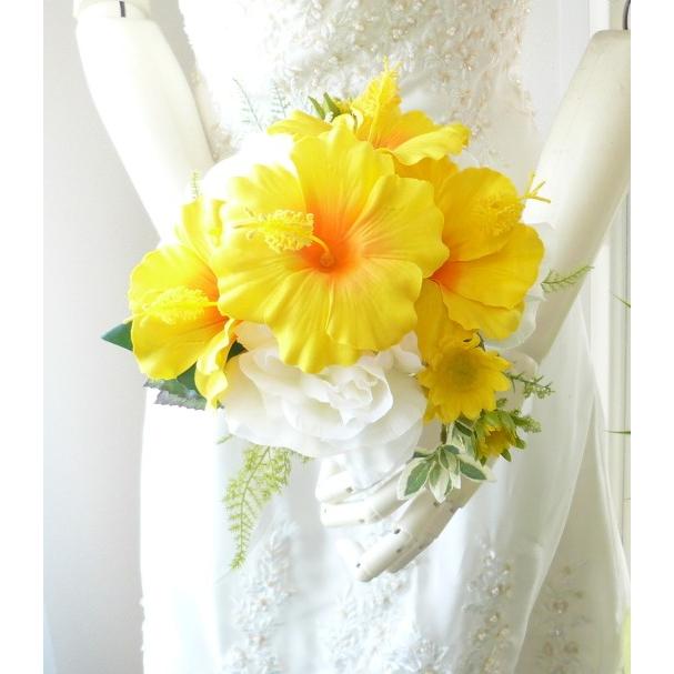 ウエディングブーケ ブライダルブーケ 造花ブーケ/トス用 ハイビスカス