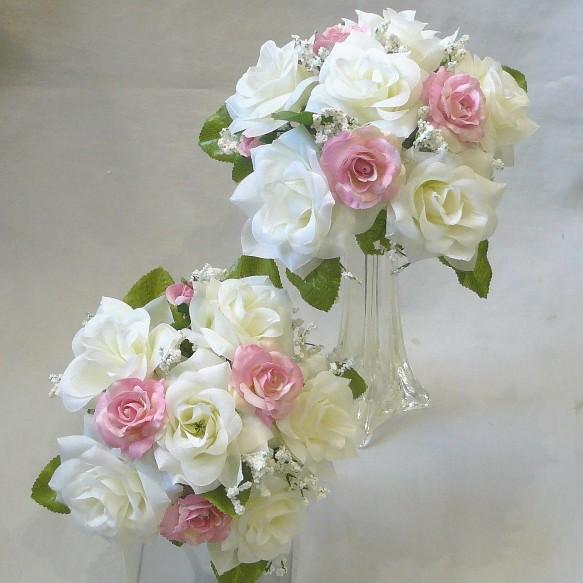 ウエディングブーケ ブライダルブーケ 造花ブーケ トス用ホワイト ピンクローズ 2p Tb14 フラワーギフト ブルーマート 通販 Yahoo ショッピング