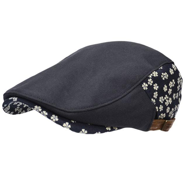 ハンチング メンズ   帽子 和柄 桜(ブラック) オリジナル 和風 和 春夏 秋冬 ちょいワル 大人 男性用 | 
