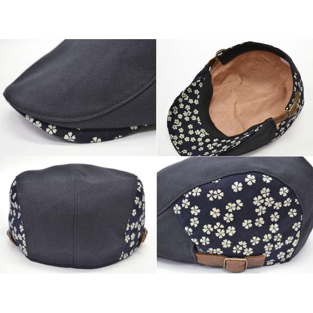 ハンチング メンズ   帽子 和柄 桜(ブラック) オリジナル 和風 和 春夏 秋冬 ちょいワル 大人 男性用 |  | 02