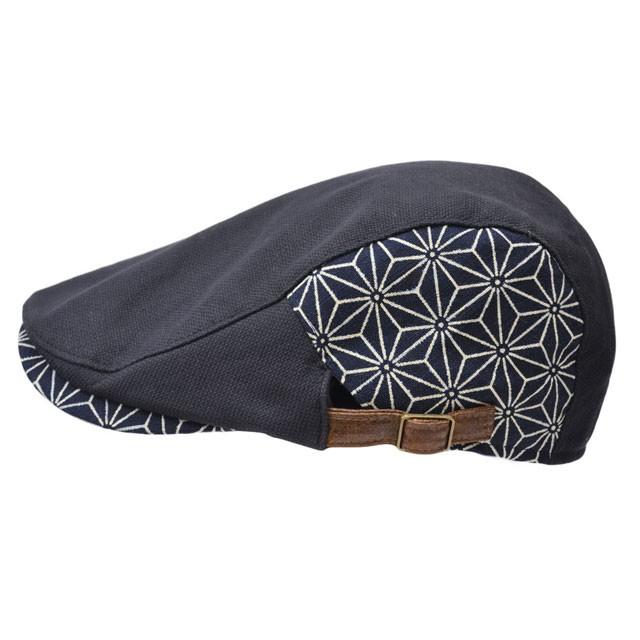 ハンチング メンズ   帽子 和柄 麻の葉(ブラック) オリジナル 和風 和 春夏 秋冬 ちょいワル 大人 男性用 |  | 01