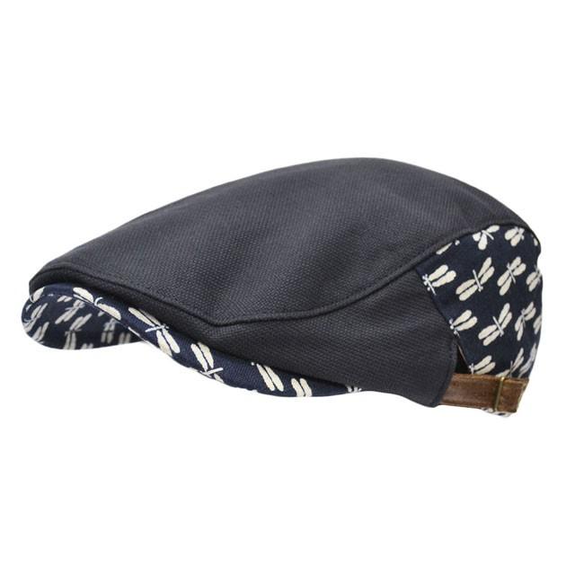 ハンチング メンズ   帽子 和柄 トンボ (ブラック) オリジナル 和風 和 春夏 秋冬 ちょいワル 大人 男性用 | 