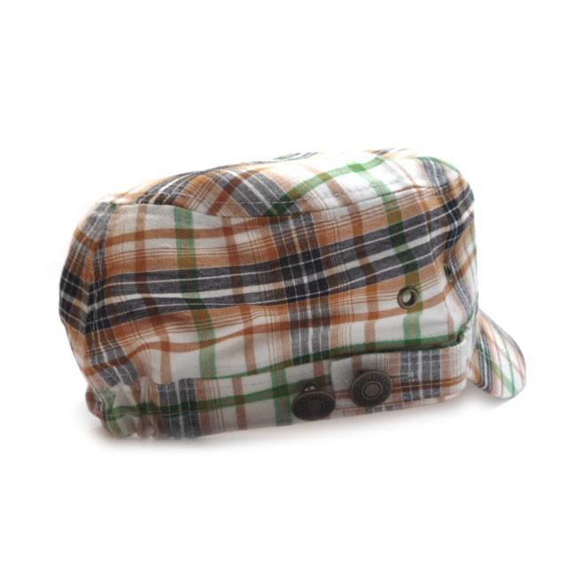 ワークキャップ メンズ   帽子 SSチェック ボタン付き(オレンジ/カーキ) レディース ワークキャップ 春夏 秋冬 |  | 02