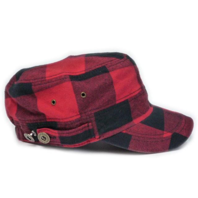 ワークキャップ メンズ   帽子 バッファローチェックボタン付き(レッド) レディース ワークキャップ 春夏 秋冬 |  | 01